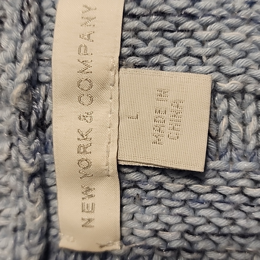 Vintage Blue Women's Cotton Knit Sweater - Picture 3 of 6